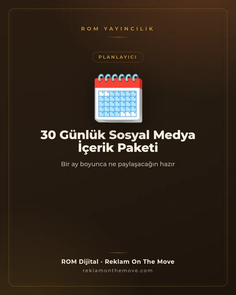 30 Günlük Sosyal Medya İçerik Paketi — ROM Yayıncılık kapak görseli