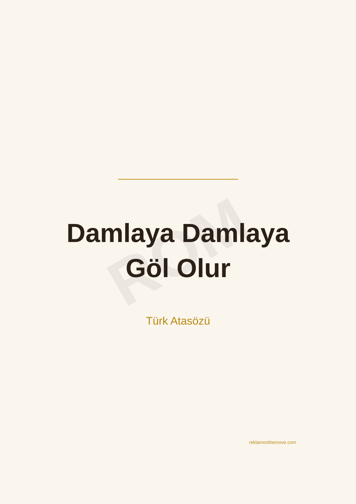 Damlaya Damlaya Göl Olur · Espresso · A3 — ROM dijital ürün önizlemesi (filigranlı)