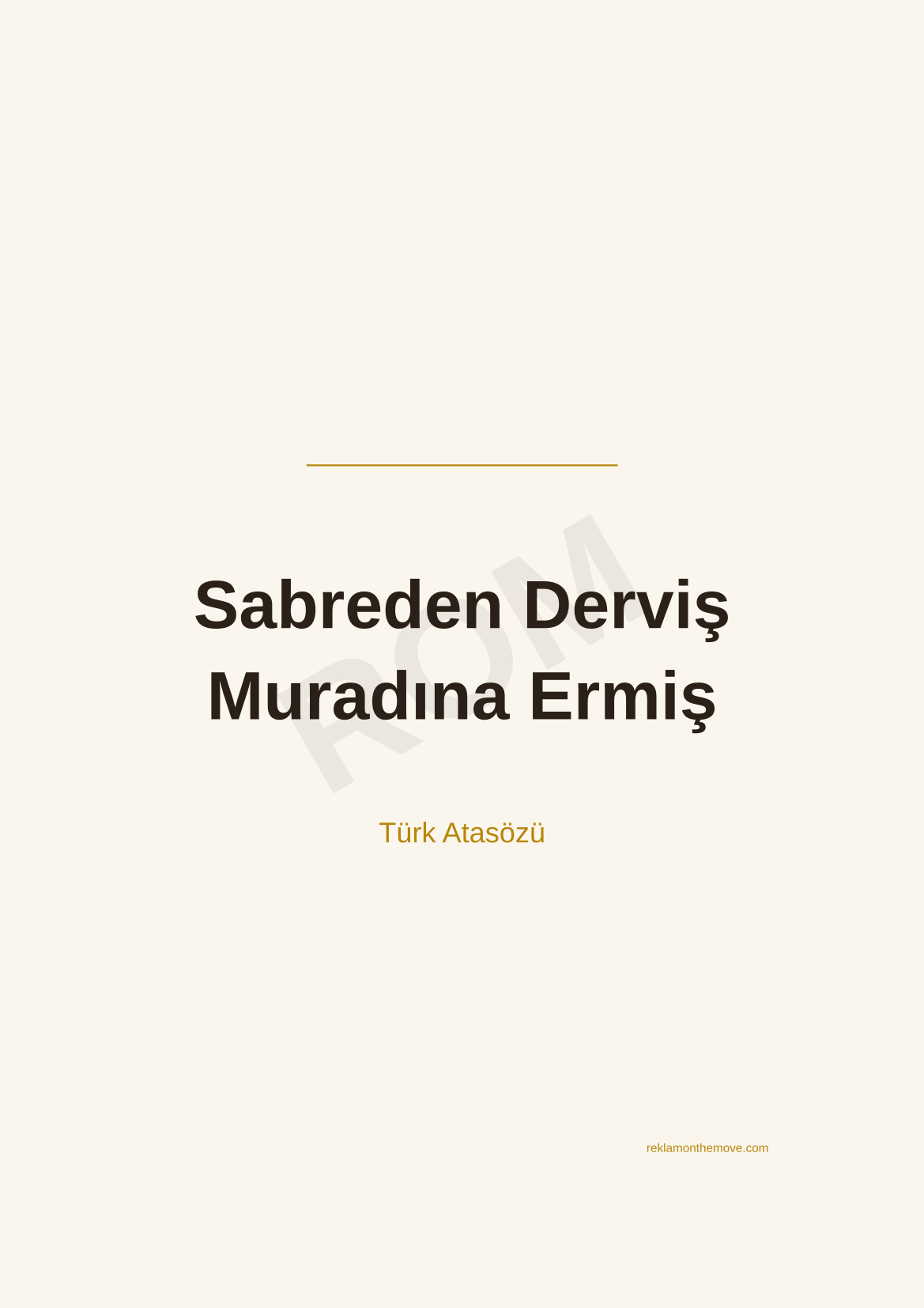 Sabreden Derviş Muradına Ermiş · Espresso · A3 — ROM dijital ürün önizlemesi (filigranlı)