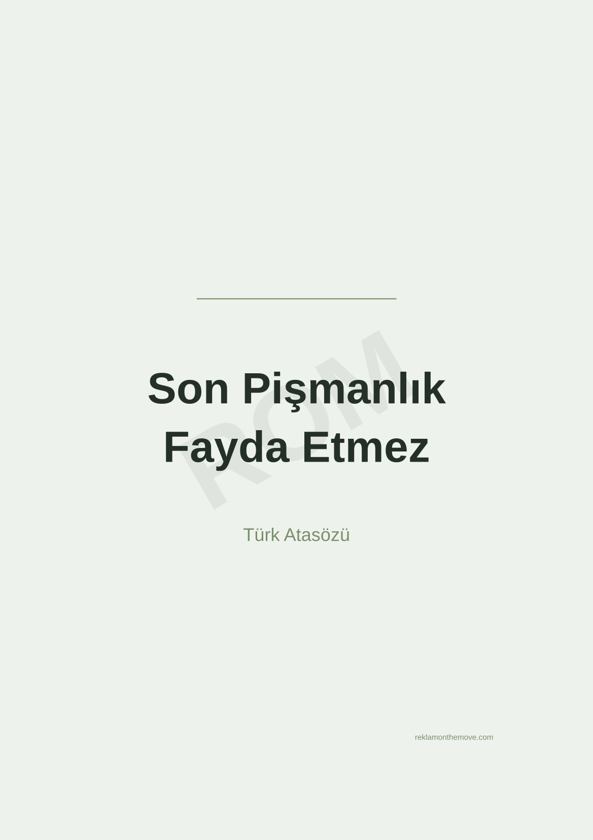 Son Pişmanlık Fayda Etmez · Adaçayı · A3 — ROM dijital ürün önizlemesi (filigranlı)