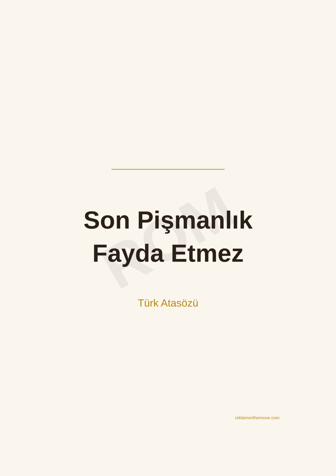 Son Pişmanlık Fayda Etmez · Espresso · A3 — ROM dijital ürün önizlemesi (filigranlı)