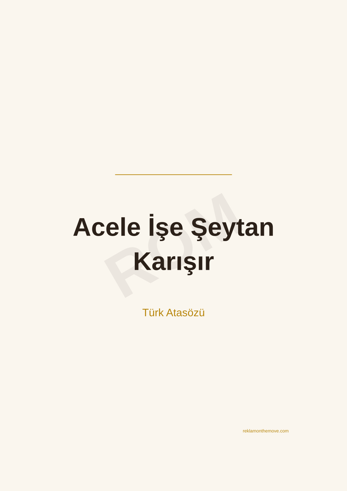 Acele İşe Şeytan Karışır · Espresso · A3 — ROM dijital ürün önizlemesi (filigranlı)