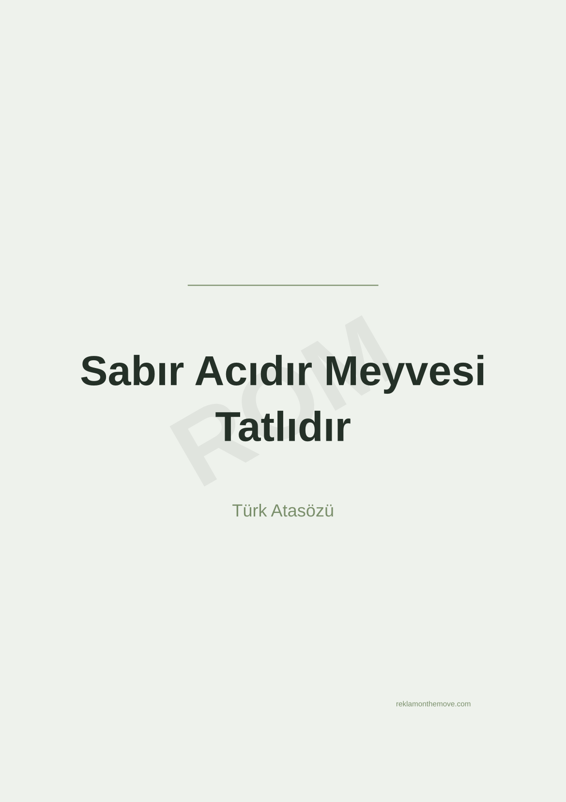 Sabır Acıdır Meyvesi Tatlıdır · Adaçayı · A3 — ROM dijital ürün önizlemesi (filigranlı)