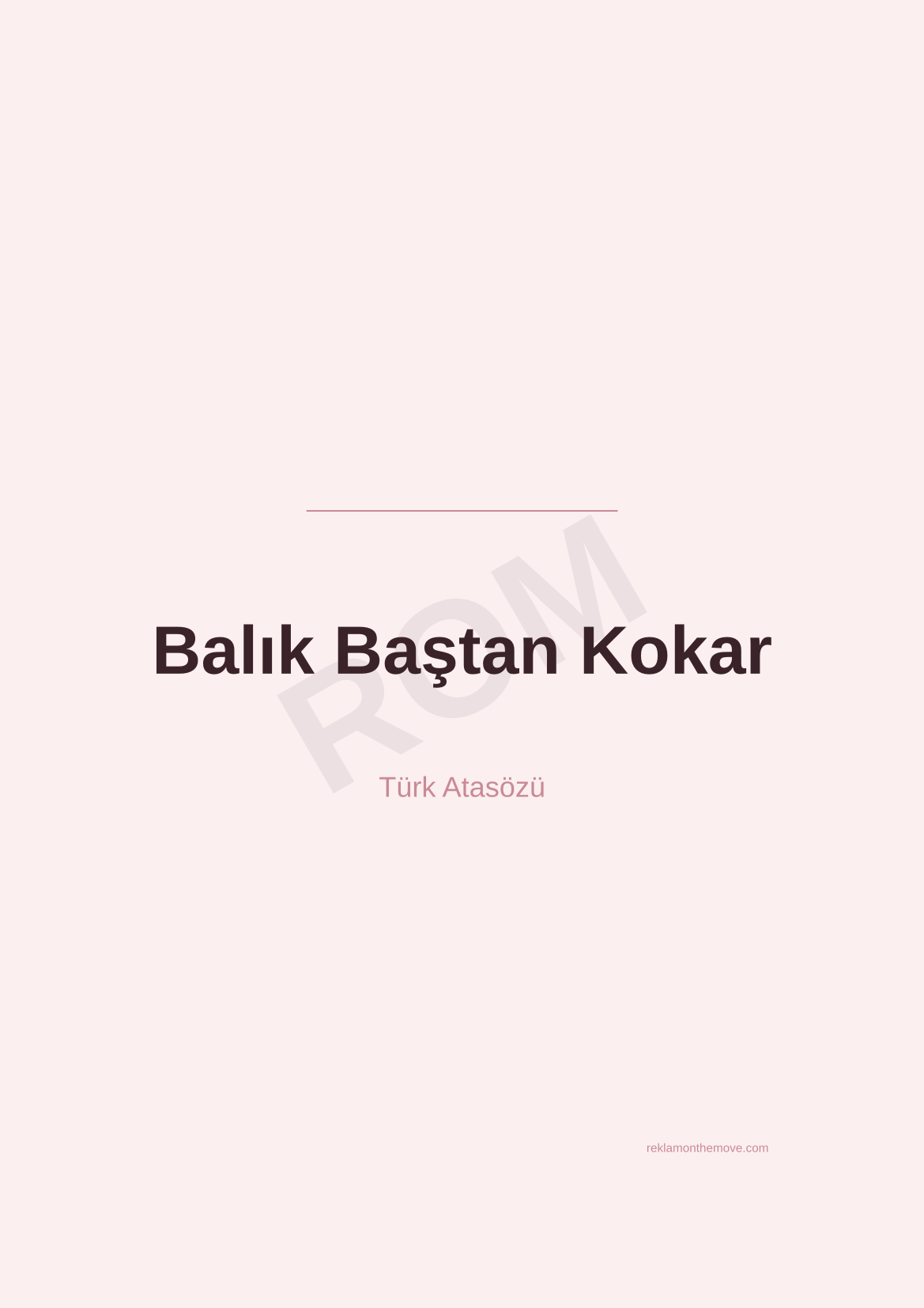 Balık Baştan Kokar · Gül · A3 — ROM dijital ürün önizlemesi (filigranlı)