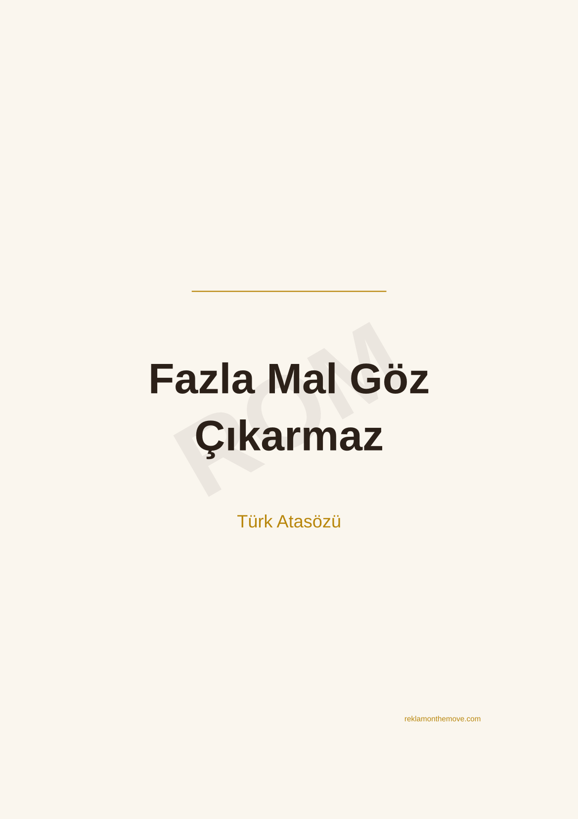Fazla Mal Göz Çıkarmaz · Espresso · A3 — ROM dijital ürün önizlemesi (filigranlı)