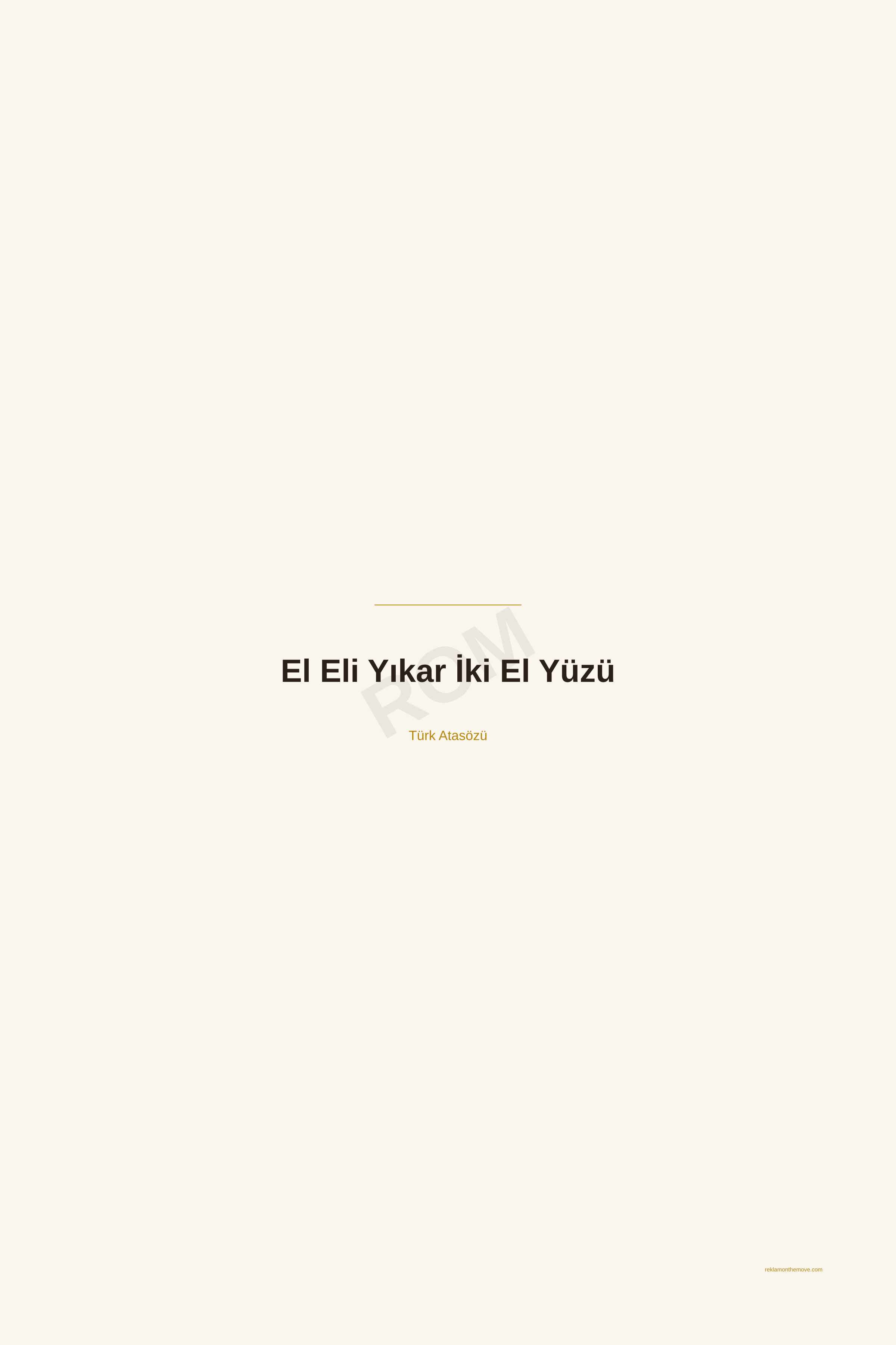 El Eli Yıkar İki El Yüzü · Espresso · 24×36" — ROM dijital ürün önizlemesi (filigranlı)