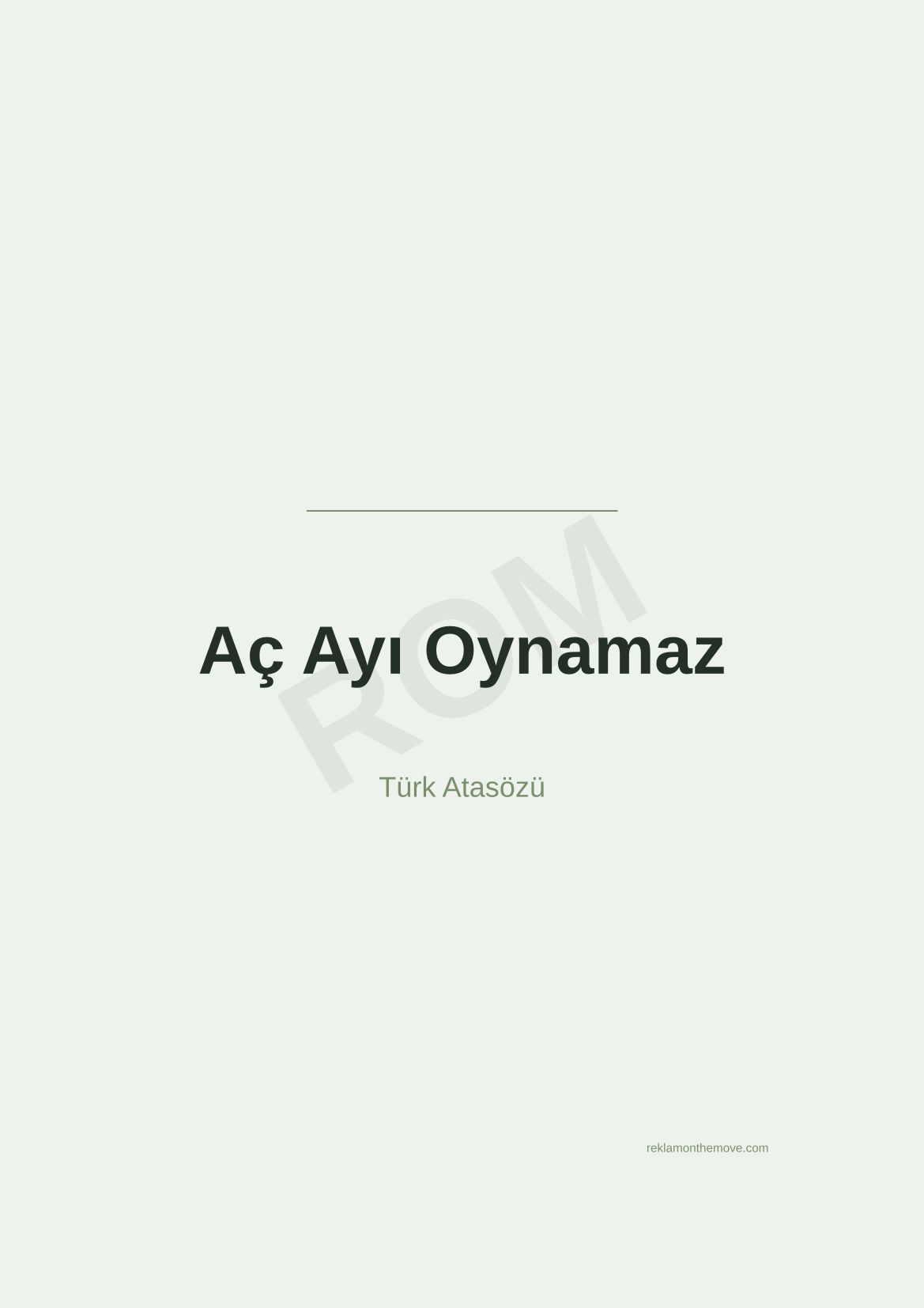 Aç Ayı Oynamaz · Adaçayı · A3 — ROM dijital ürün önizlemesi (filigranlı)