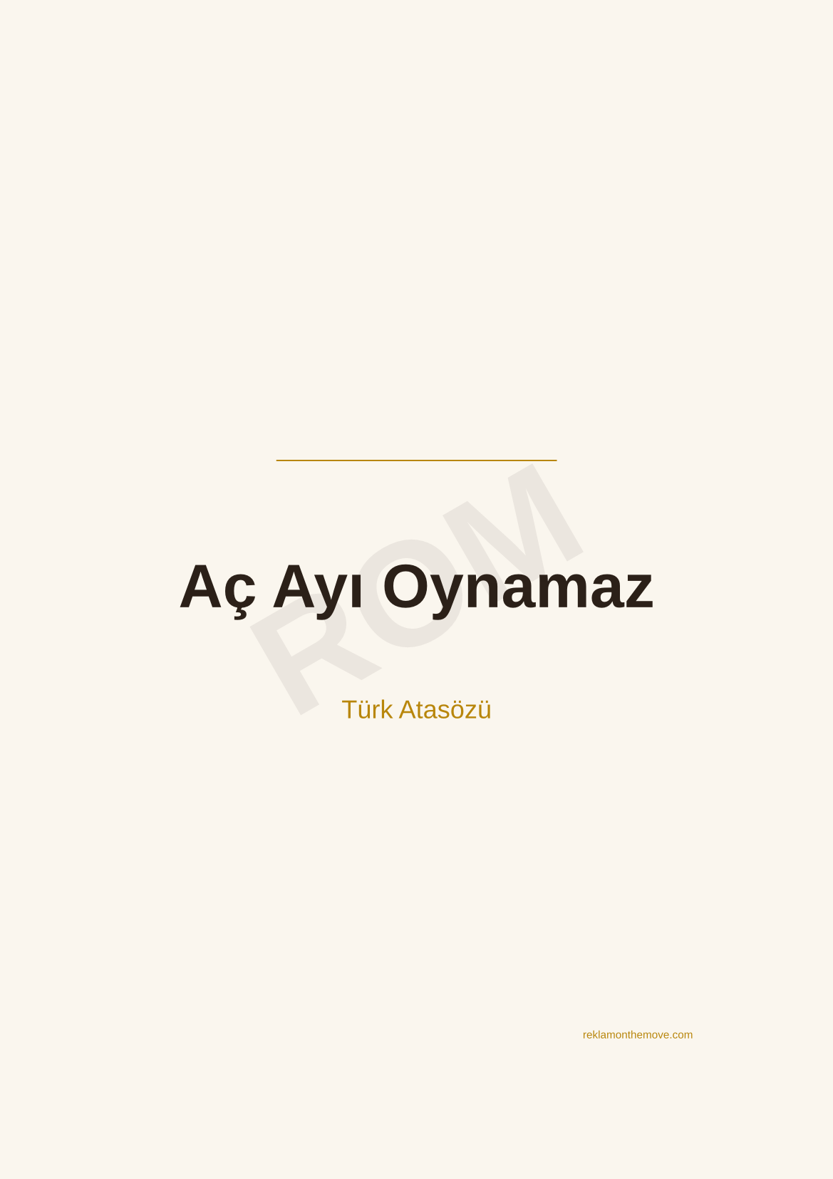 Aç Ayı Oynamaz · Espresso · A3 — ROM dijital ürün önizlemesi (filigranlı)