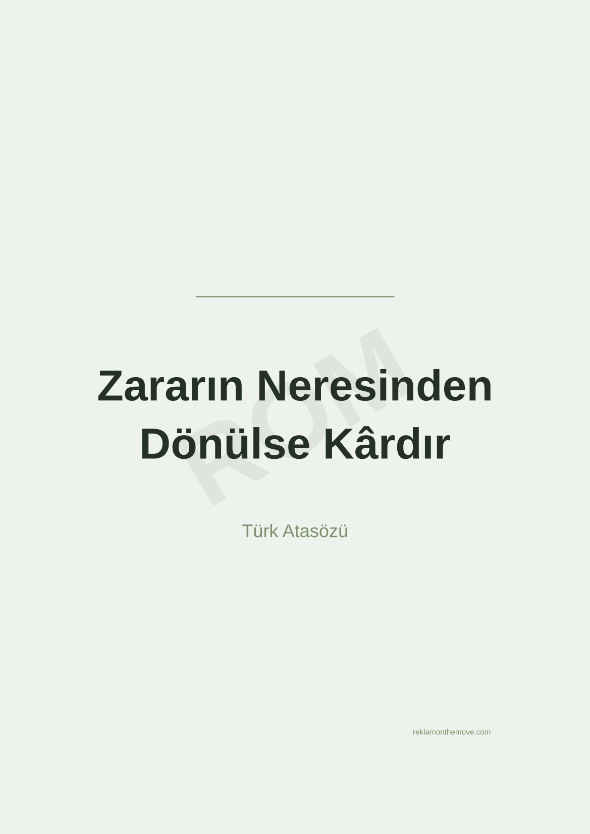 Zararın Neresinden Dönülse Kârdır · Adaçayı · A3 — ROM dijital ürün önizlemesi (filigranlı)