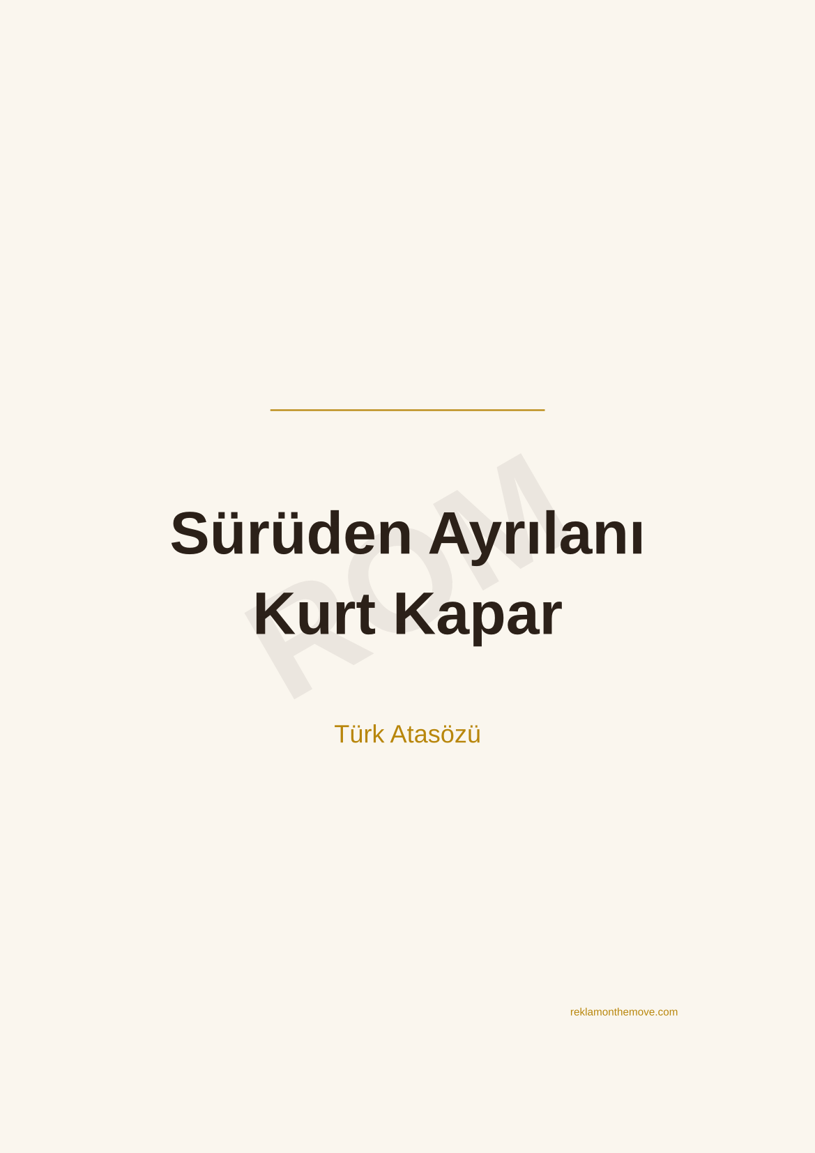 Sürüden Ayrılanı Kurt Kapar · Espresso · A3 — ROM dijital ürün önizlemesi (filigranlı)