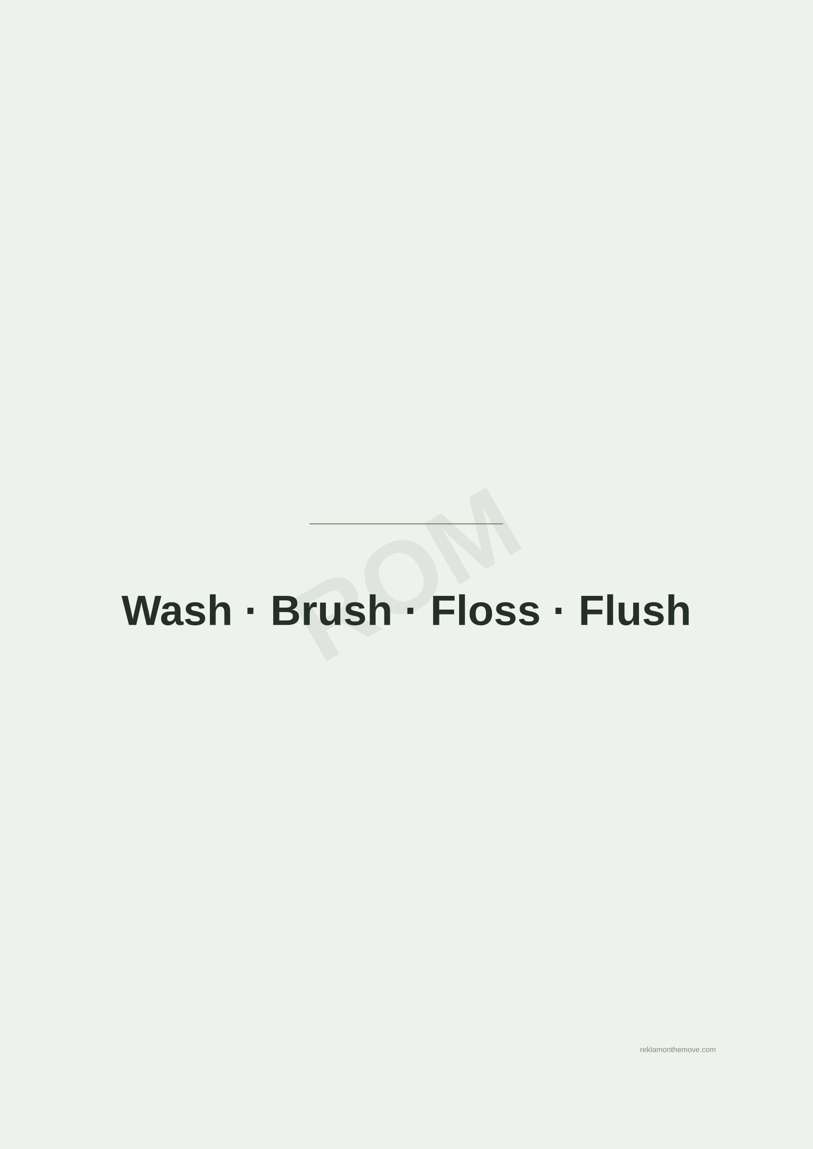 Wash · Brush · Floss · Flush · Adaçayı — ROM dijital ürün önizlemesi (filigranlı)