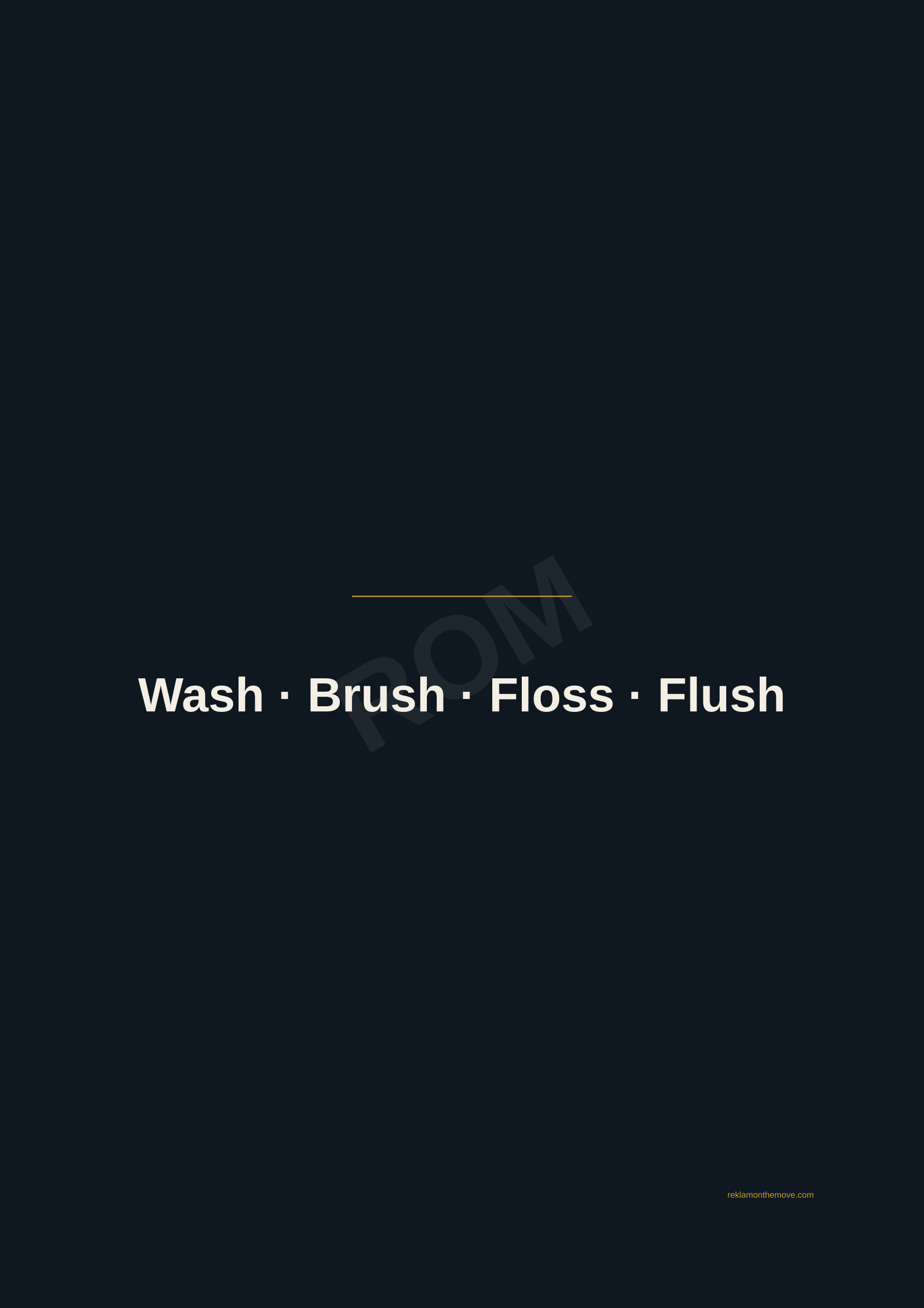 Wash · Brush · Floss · Flush · Gece — ROM dijital ürün önizlemesi (filigranlı)
