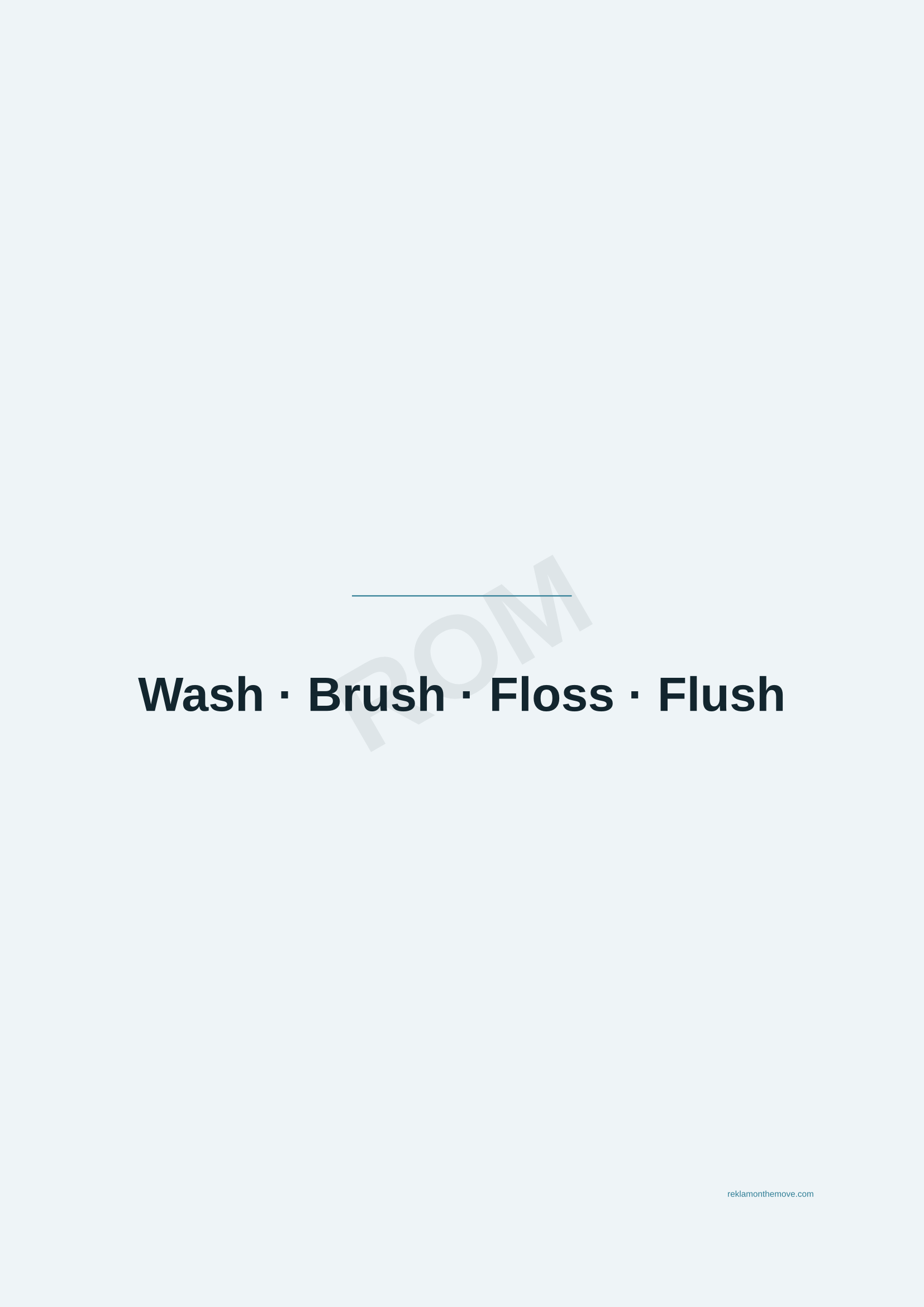 Wash · Brush · Floss · Flush · Okyanus — ROM dijital ürün önizlemesi (filigranlı)