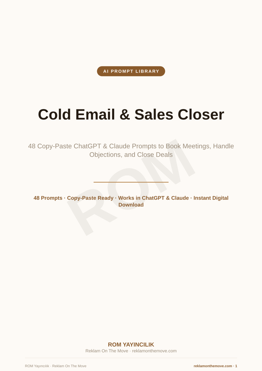 Cold Email & Sales Closer — ROM dijital ürün önizlemesi (filigranlı)