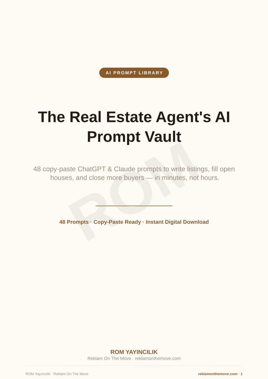 The Real Estate Agent's AI Prompt Vault — ROM dijital ürün önizlemesi (filigranlı)