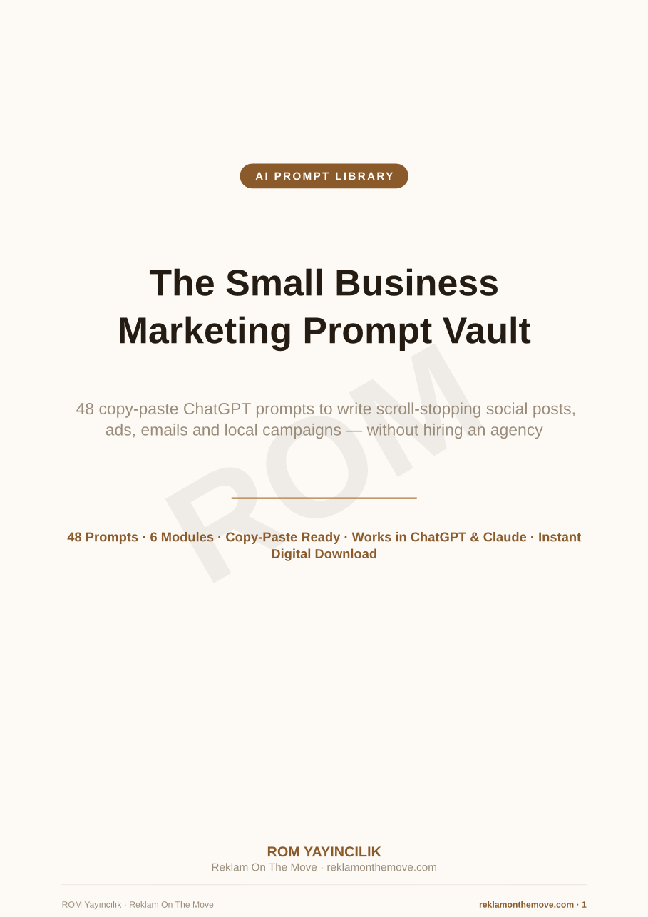 The Small Business Marketing Prompt Vault — ROM dijital ürün önizlemesi (filigranlı)