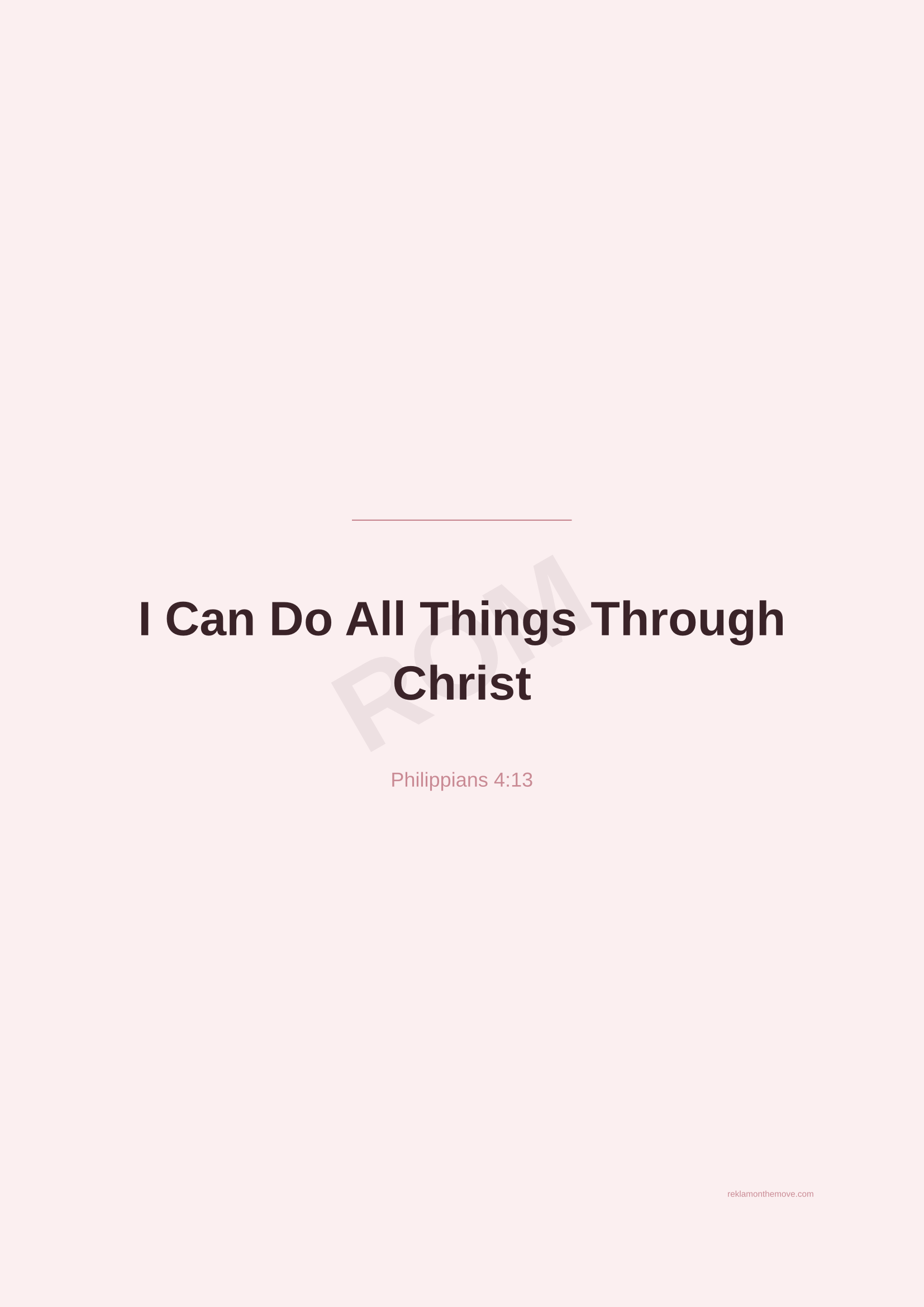 I Can Do All Things Through Christ · Gül — ROM dijital ürün önizlemesi (filigranlı)