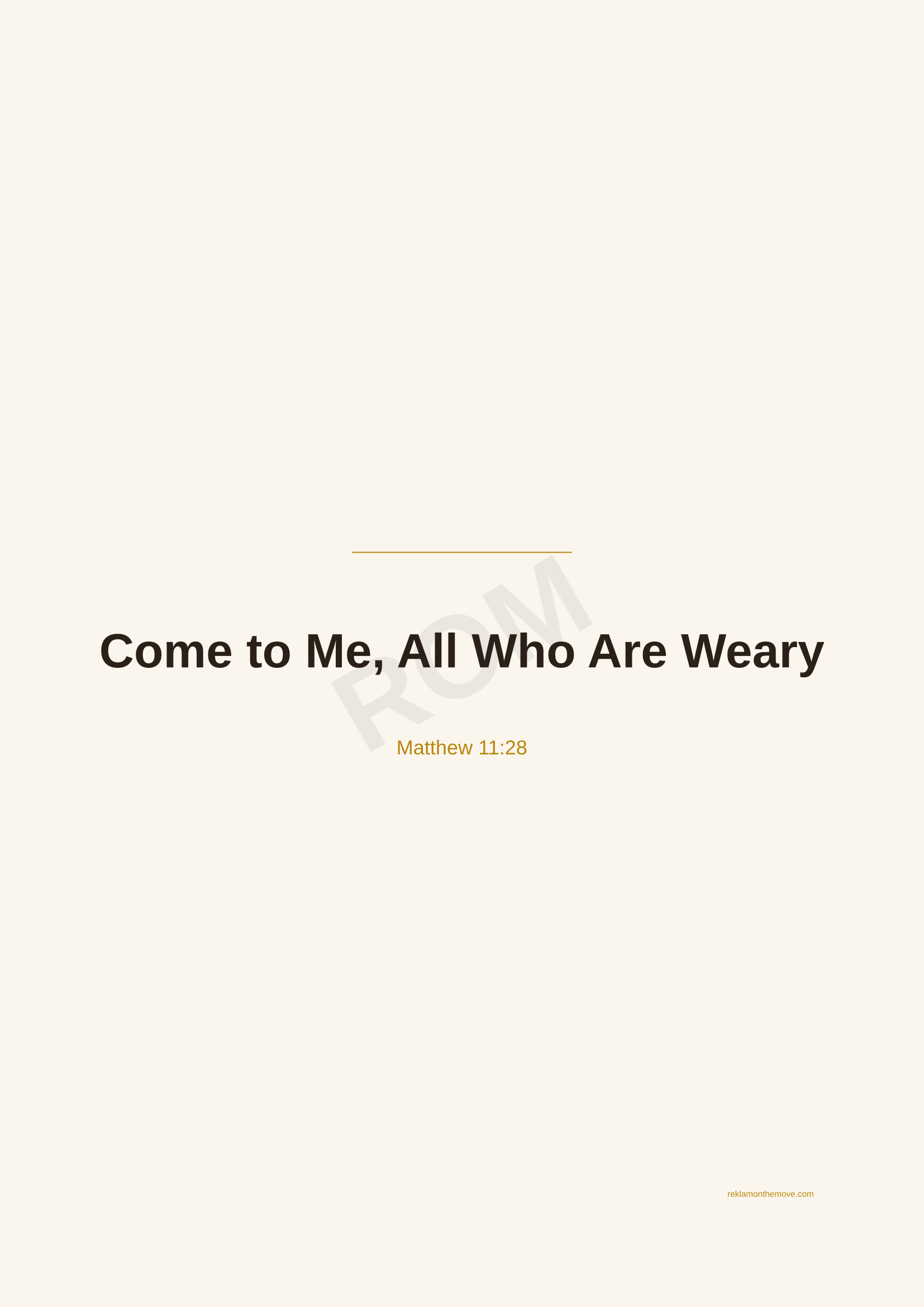 Come to Me, All Who Are Weary · Espresso — ROM dijital ürün önizlemesi (filigranlı)