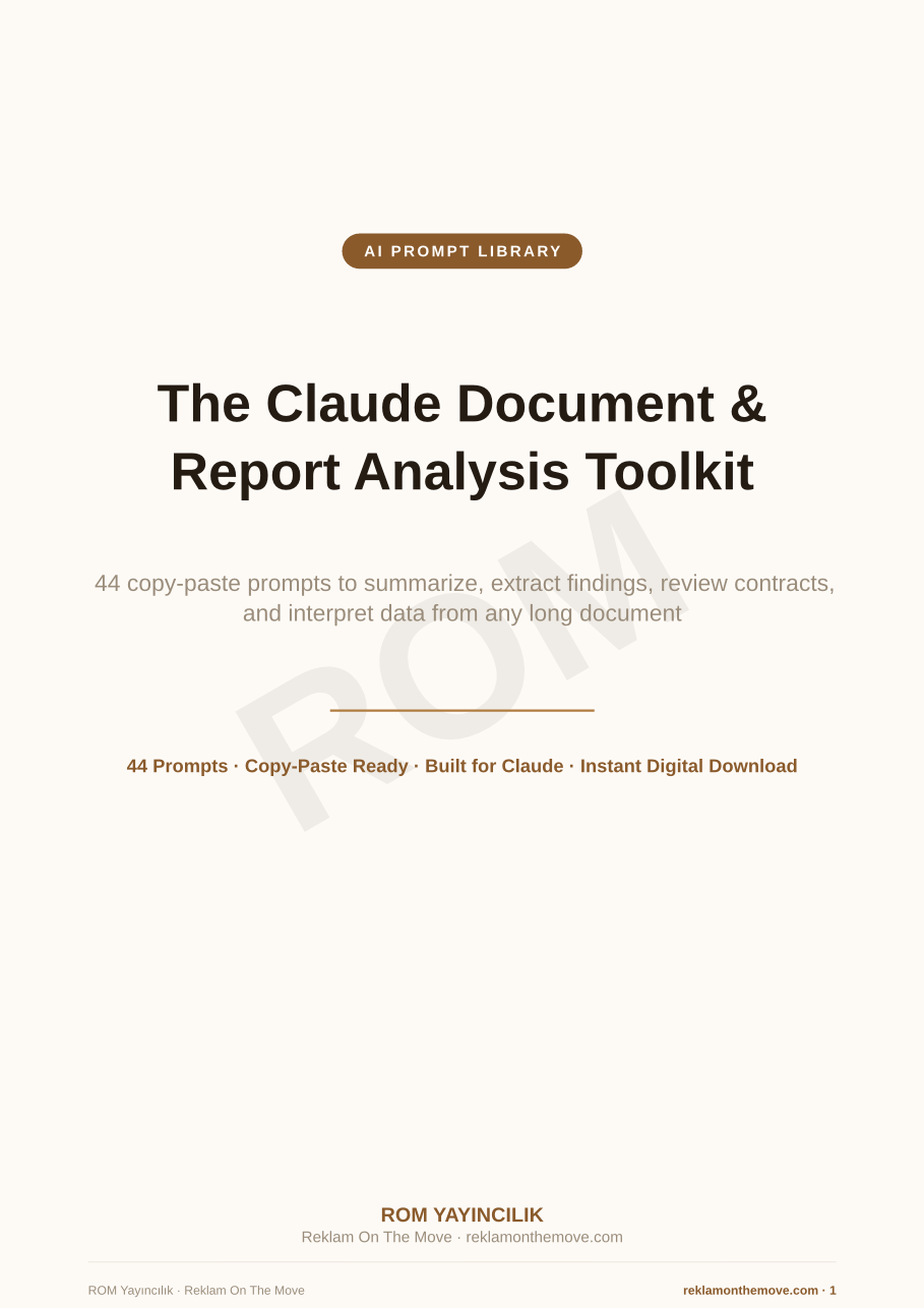 The Claude Document & Report Analysis Toolkit — ROM dijital ürün önizlemesi (filigranlı)