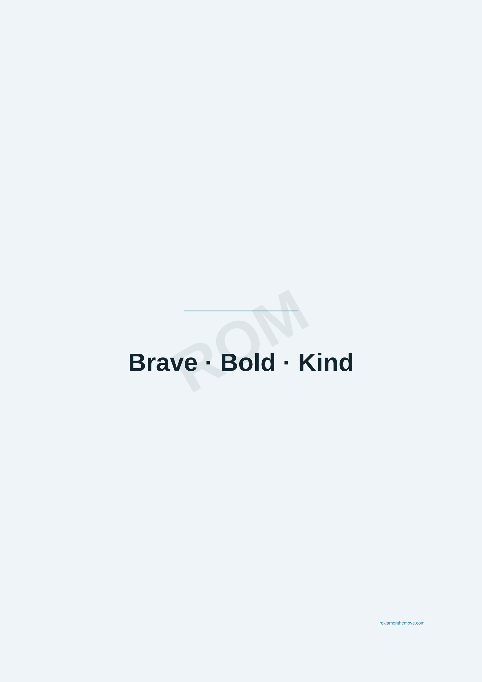 Brave · Bold · Kind · Okyanus — ROM dijital ürün önizlemesi (filigranlı)