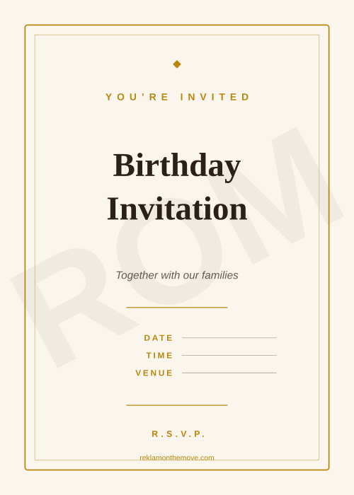 Birthday Invitation · Espresso — ROM dijital ürün önizlemesi (filigranlı)
