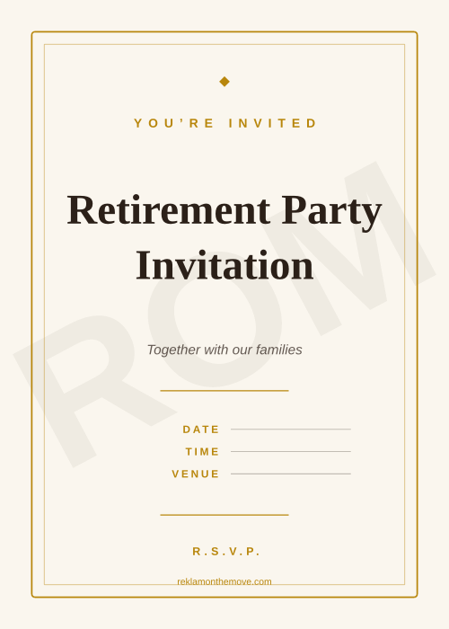 Retirement Party Invitation · Espresso — ROM dijital ürün önizlemesi (filigranlı)