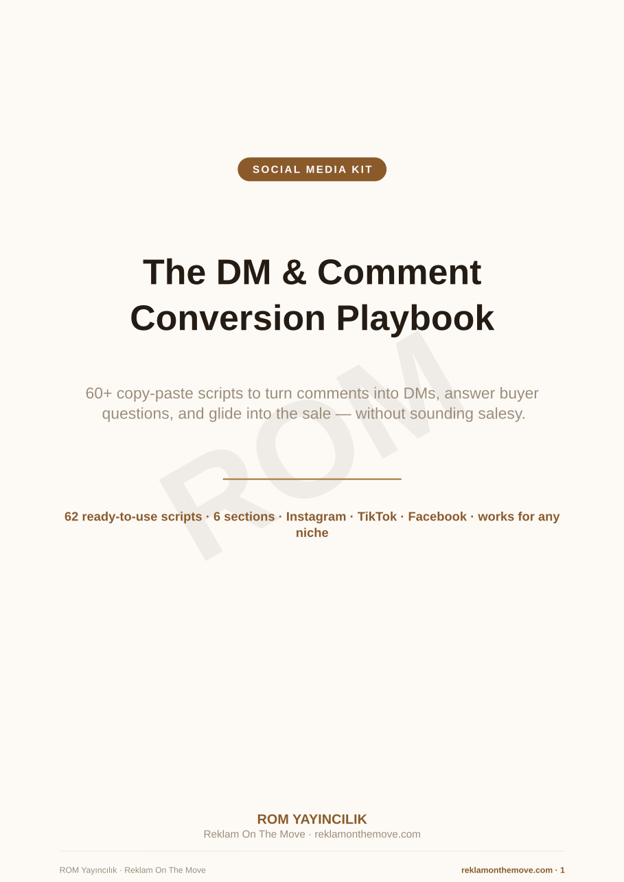 The DM & Comment Conversion Playbook — ROM dijital ürün önizlemesi (filigranlı)