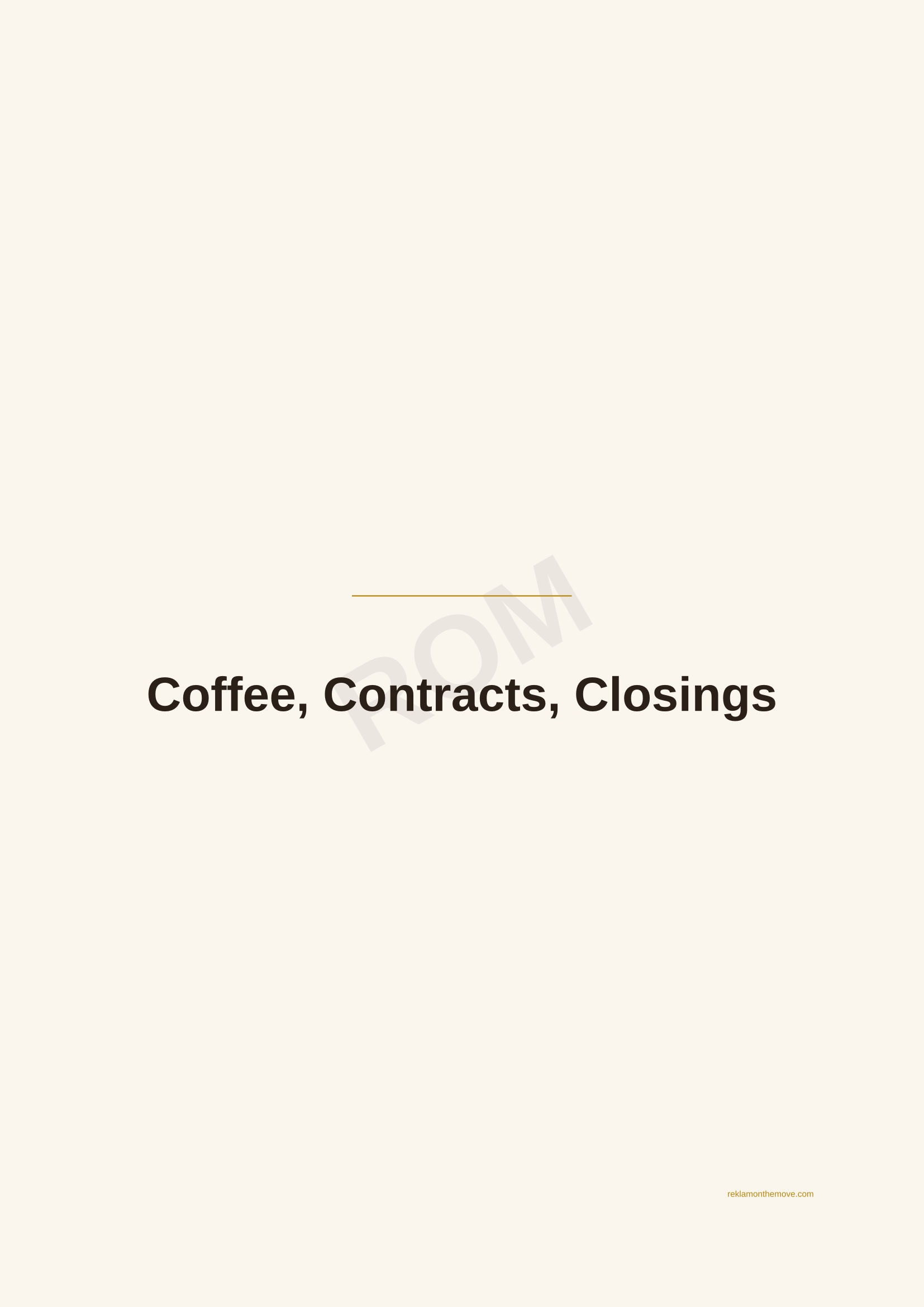 Coffee, Contracts, Closings · Espresso — ROM dijital ürün önizlemesi (filigranlı)