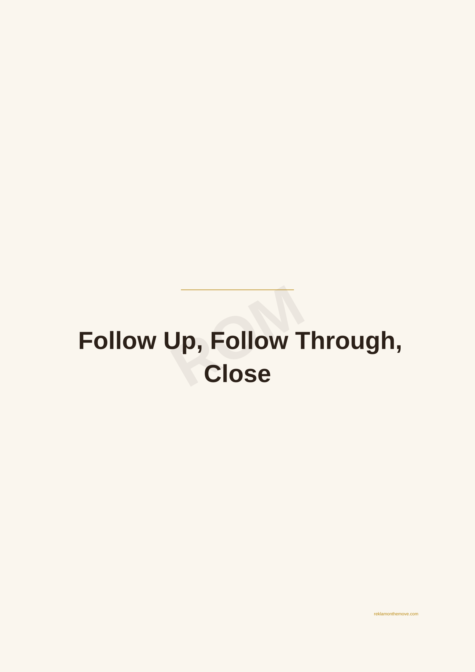 Follow Up, Follow Through, Close · Espresso — ROM dijital ürün önizlemesi (filigranlı)