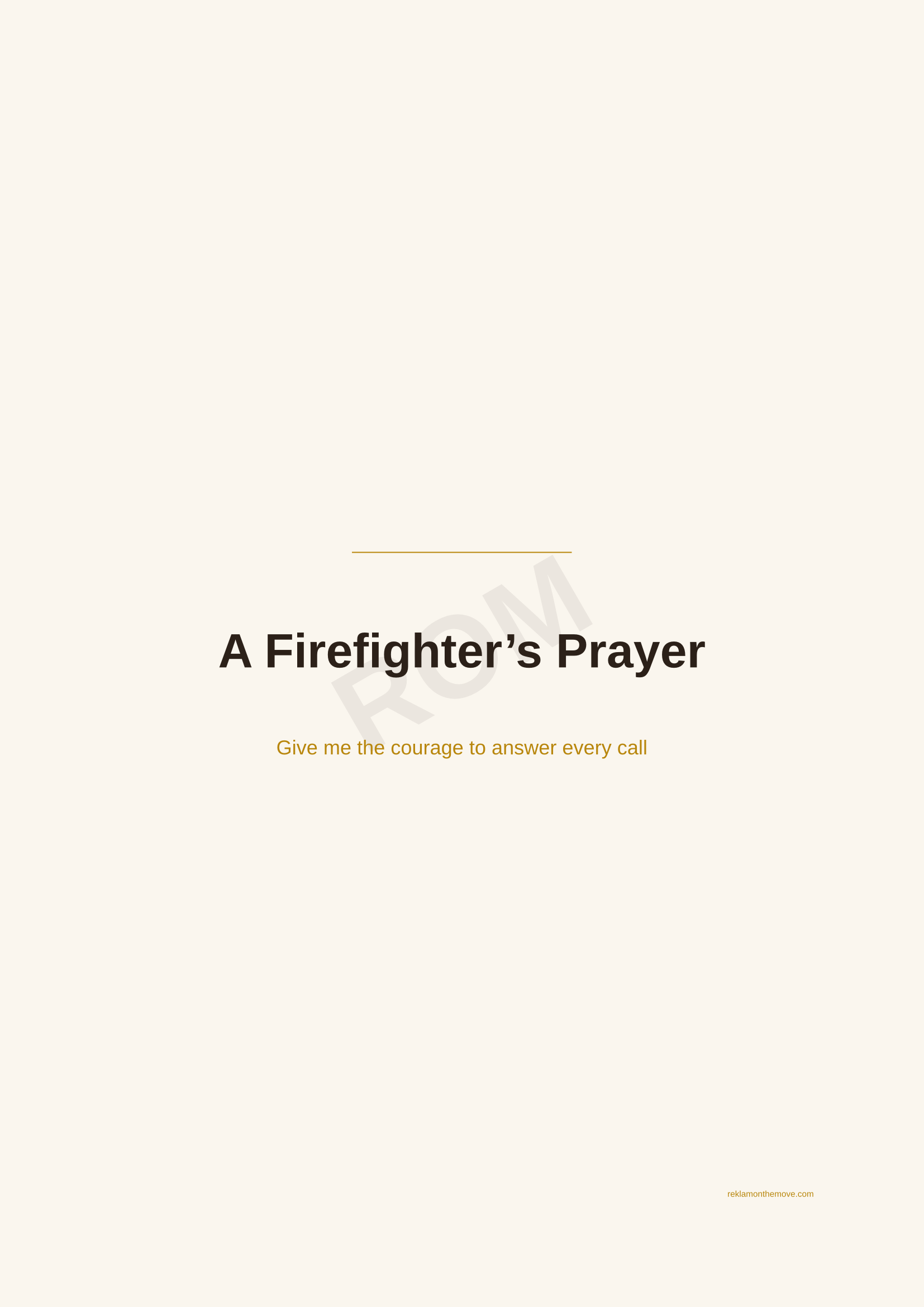 A Firefighter's Prayer · Espresso — ROM dijital ürün önizlemesi (filigranlı)