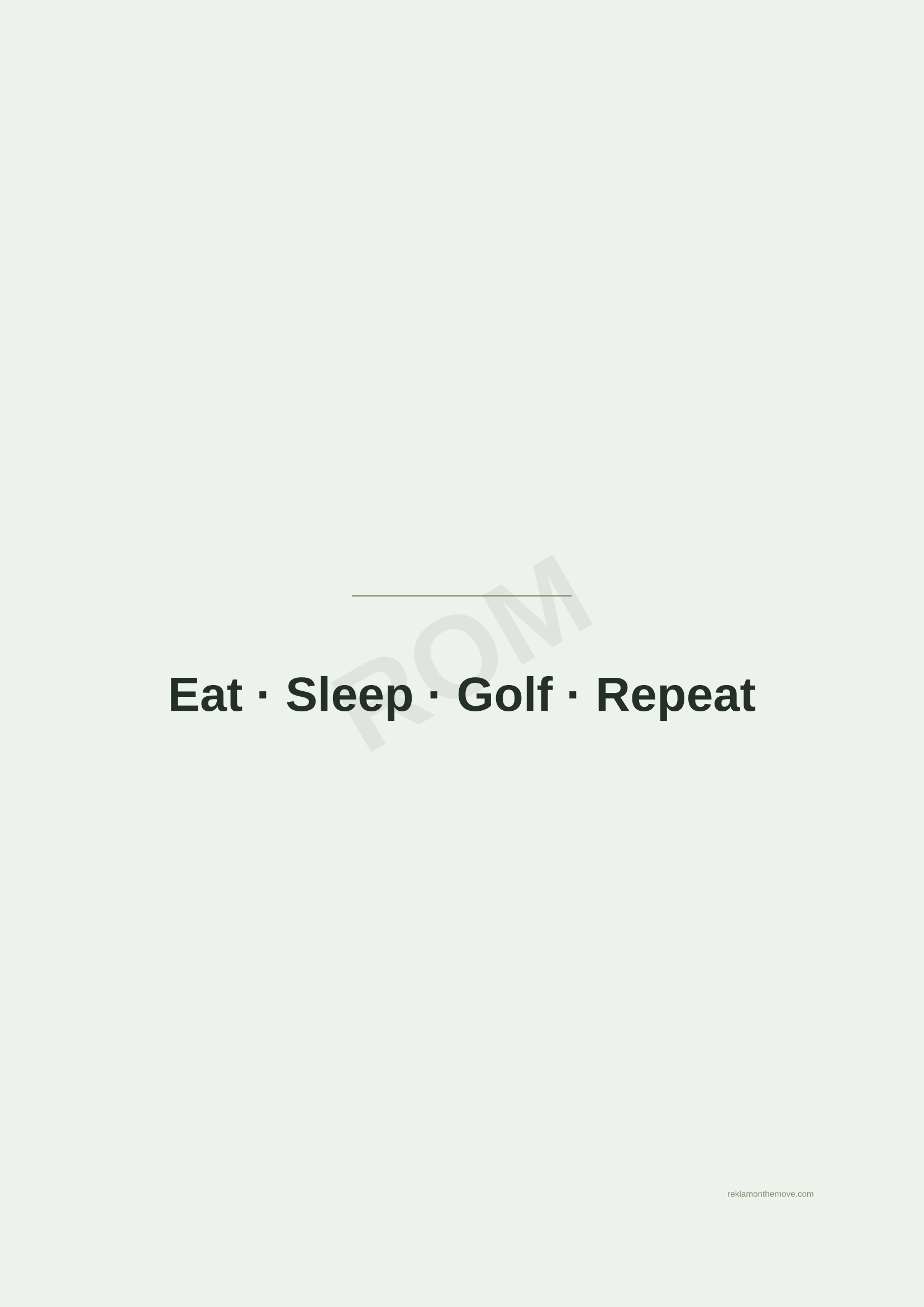 Eat · Sleep · Golf · Repeat · Adaçayı — ROM dijital ürün önizlemesi (filigranlı)