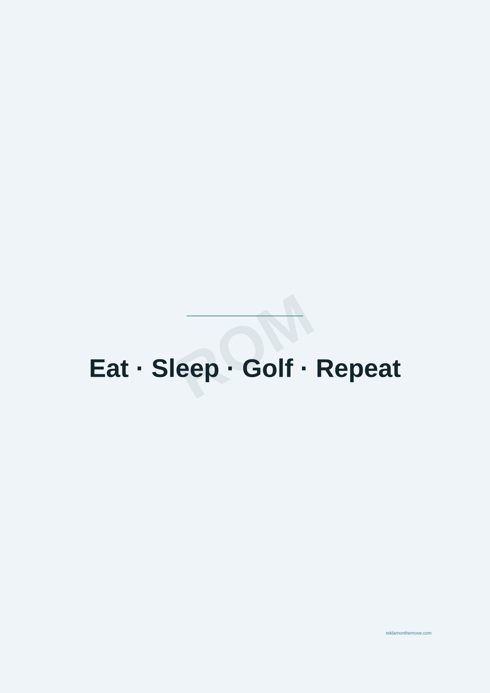 Eat · Sleep · Golf · Repeat · Okyanus — ROM dijital ürün önizlemesi (filigranlı)
