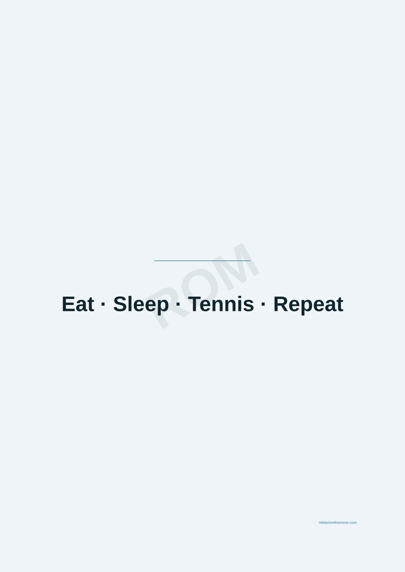 Eat · Sleep · Tennis · Repeat · Okyanus — ROM dijital ürün önizlemesi (filigranlı)