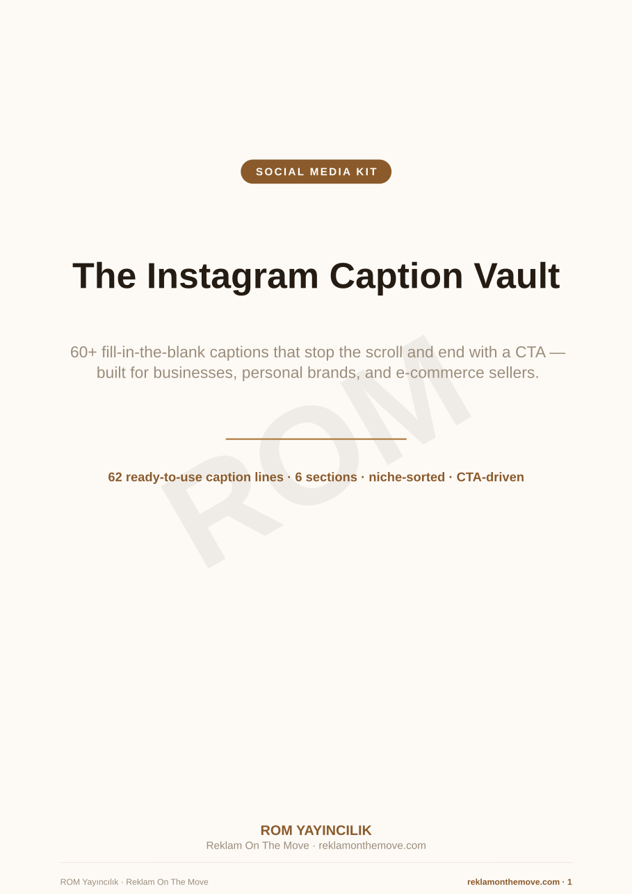 The Instagram Caption Vault — ROM dijital ürün önizlemesi (filigranlı)