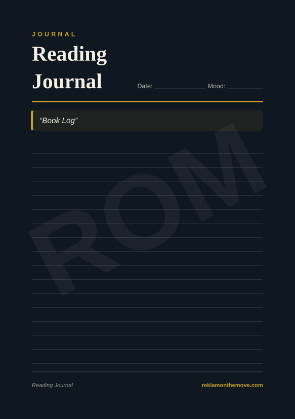 Reading Journal · Gece — ROM dijital ürün önizlemesi (filigranlı)