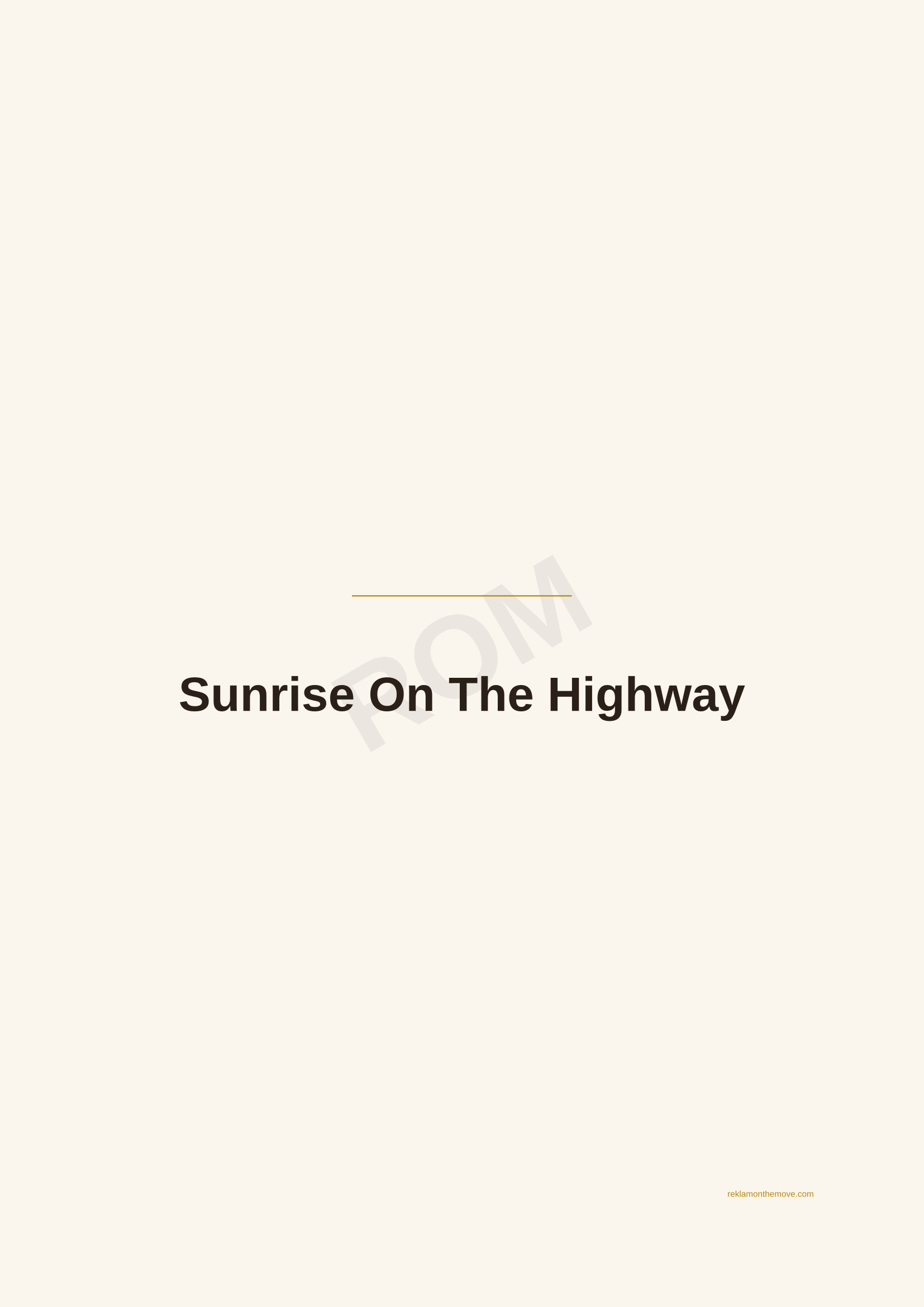 Sunrise On The Highway · Espresso — ROM dijital ürün önizlemesi (filigranlı)