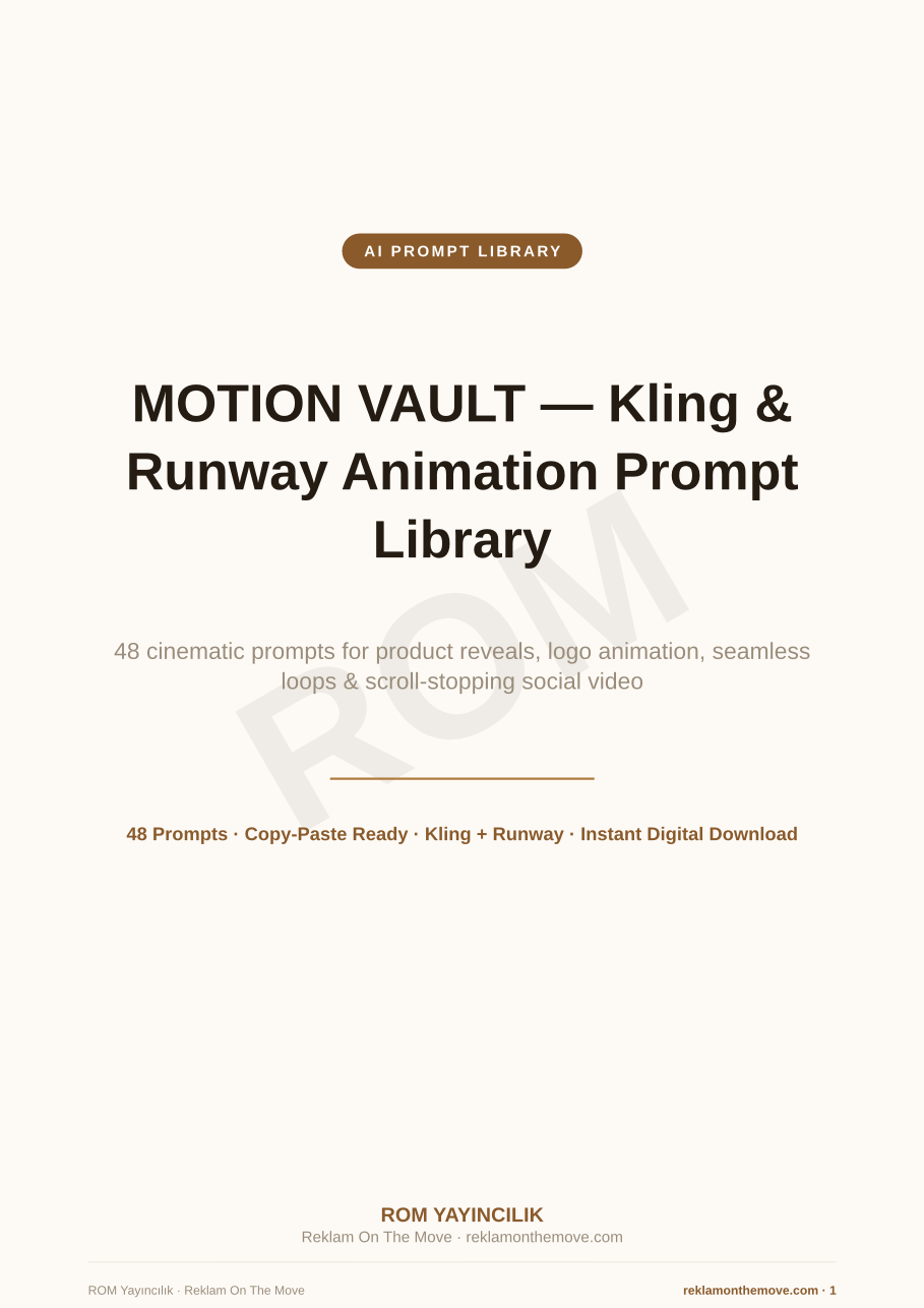 MOTION VAULT — Kling & Runway Animation Prompt Library — ROM dijital ürün önizlemesi (filigranlı)