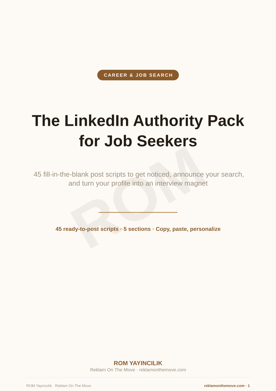 The LinkedIn Authority Pack for Job Seekers — ROM dijital ürün önizlemesi (filigranlı)