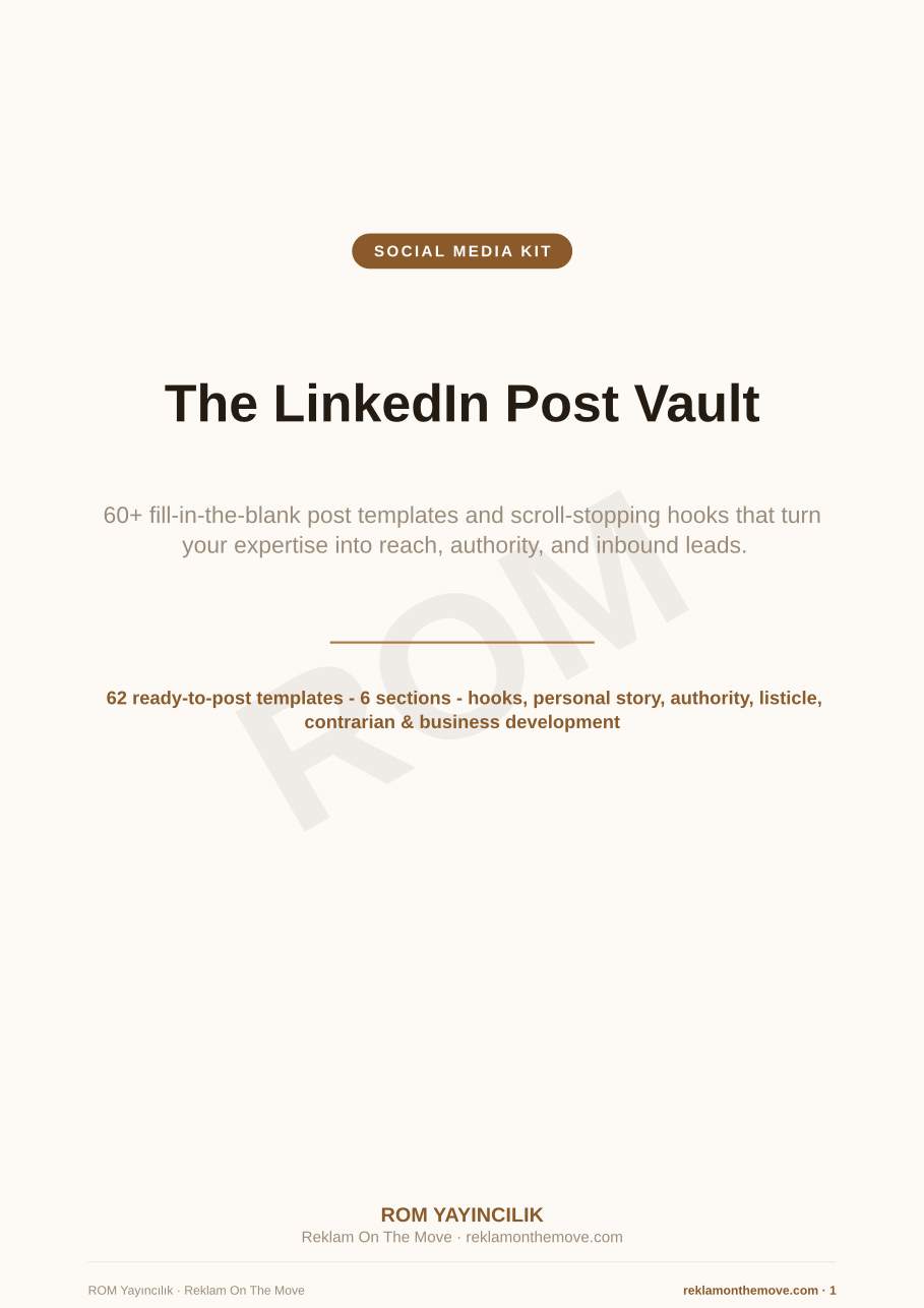 The LinkedIn Post Vault — ROM dijital ürün önizlemesi (filigranlı)