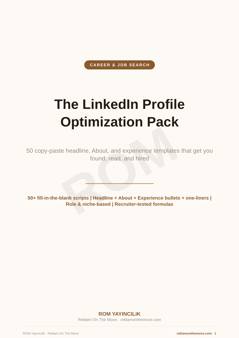 The LinkedIn Profile Optimization Pack — ROM dijital ürün önizlemesi (filigranlı)
