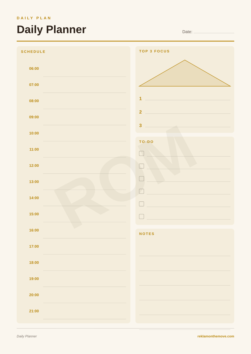 Daily Planner · Espresso — ROM dijital ürün önizlemesi (filigranlı)