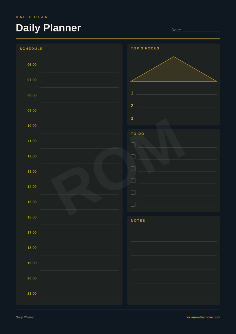 Daily Planner · Gece — ROM dijital ürün önizlemesi (filigranlı)