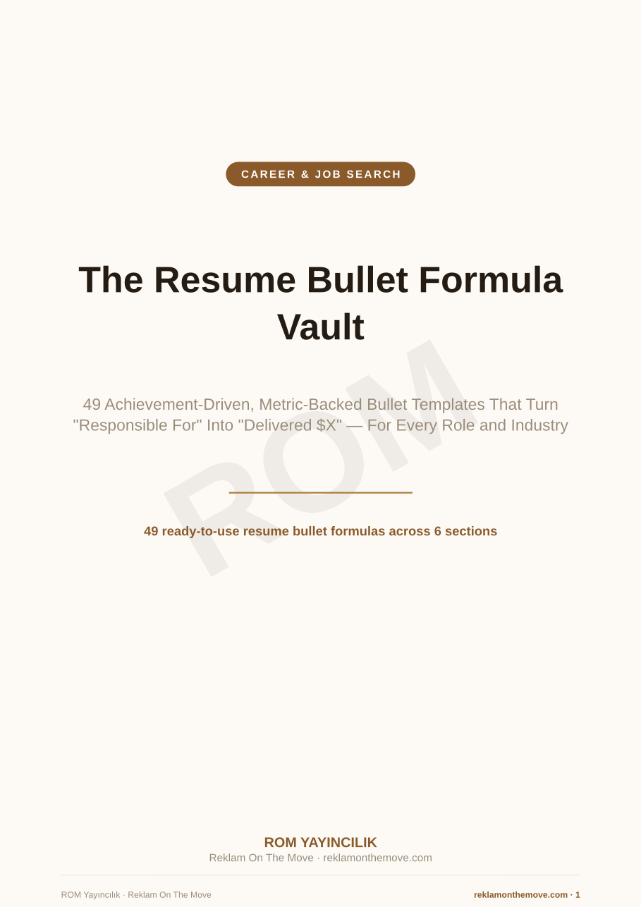 The Resume Bullet Formula Vault — ROM dijital ürün önizlemesi (filigranlı)