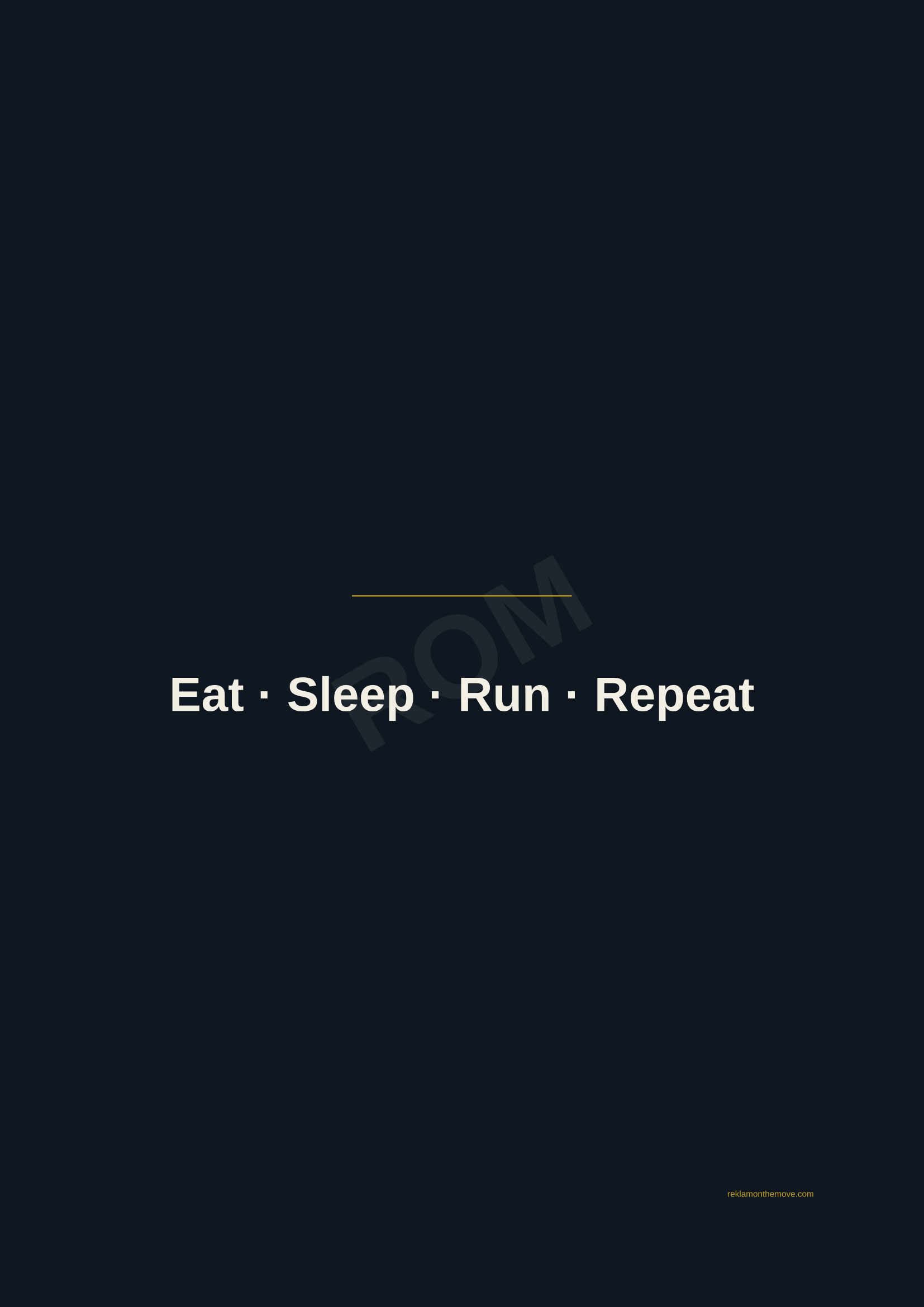 Eat · Sleep · Run · Repeat · Gece — ROM dijital ürün önizlemesi (filigranlı)