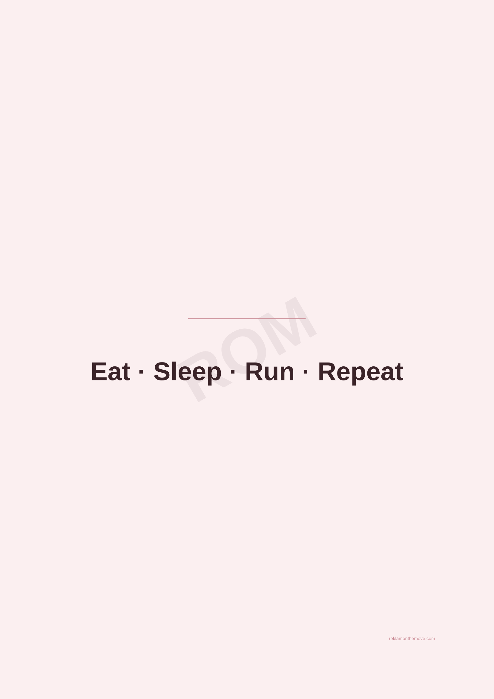 Eat · Sleep · Run · Repeat · Gül — ROM dijital ürün önizlemesi (filigranlı)