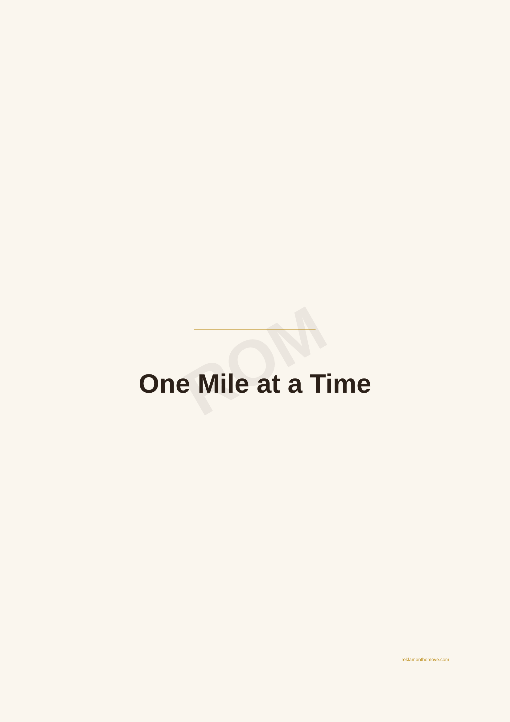 One Mile at a Time · Espresso — ROM dijital ürün önizlemesi (filigranlı)