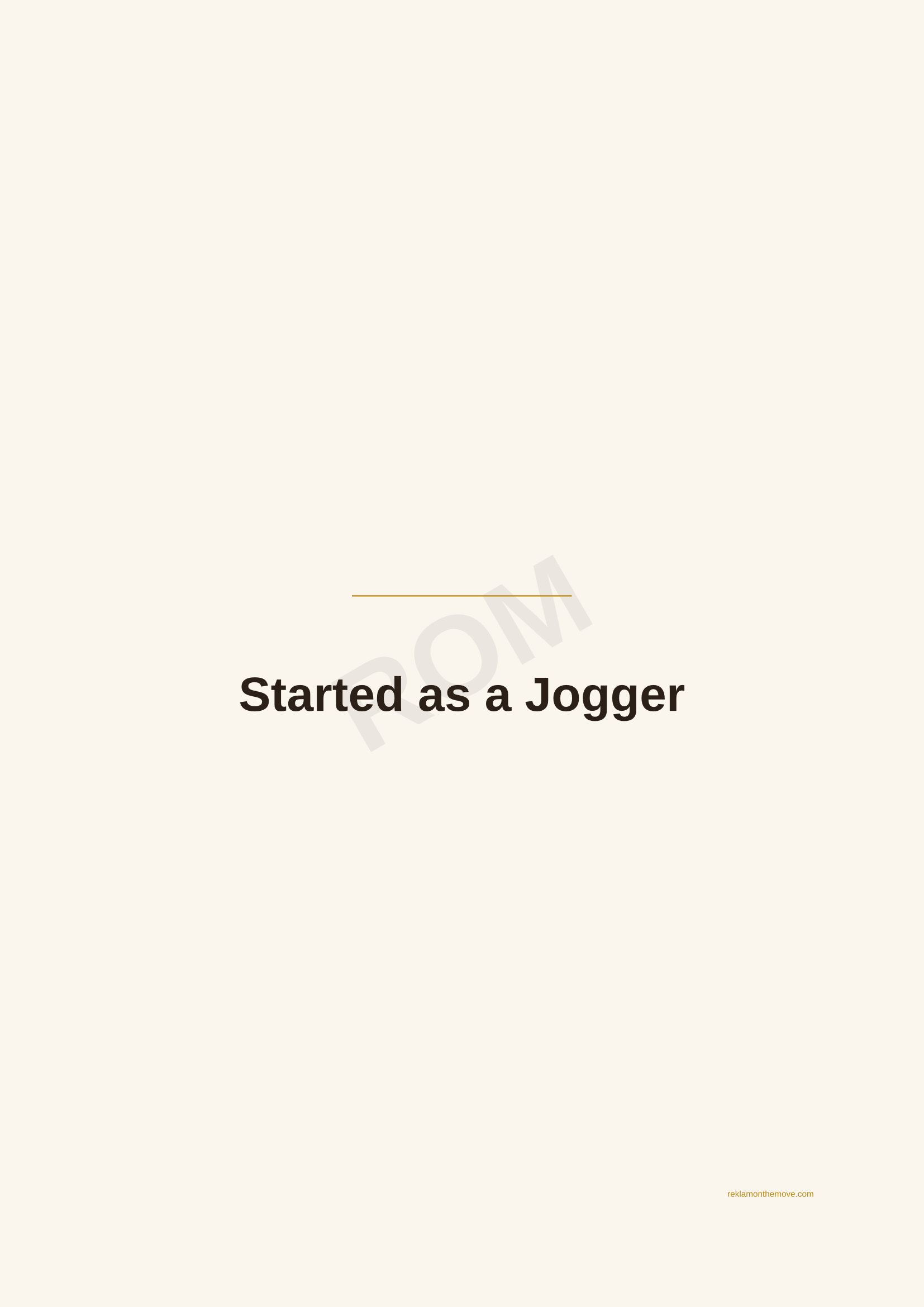 Started as a Jogger · Espresso — ROM dijital ürün önizlemesi (filigranlı)