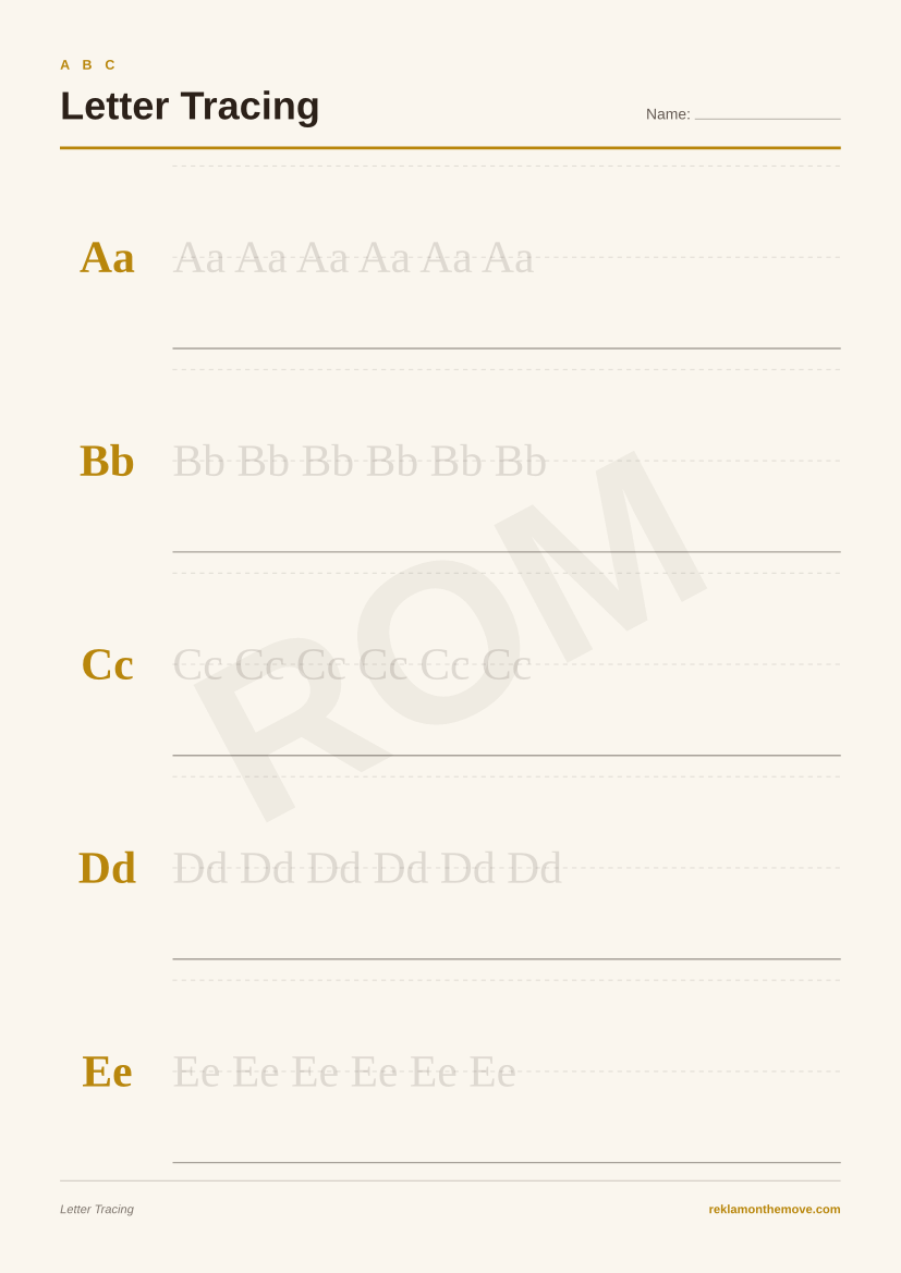 Letter Tracing · Espresso — ROM dijital ürün önizlemesi (filigranlı)