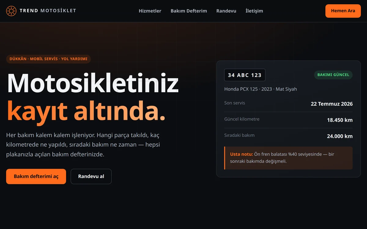 Trend Motosiklet web sitesi ekran görüntüsü