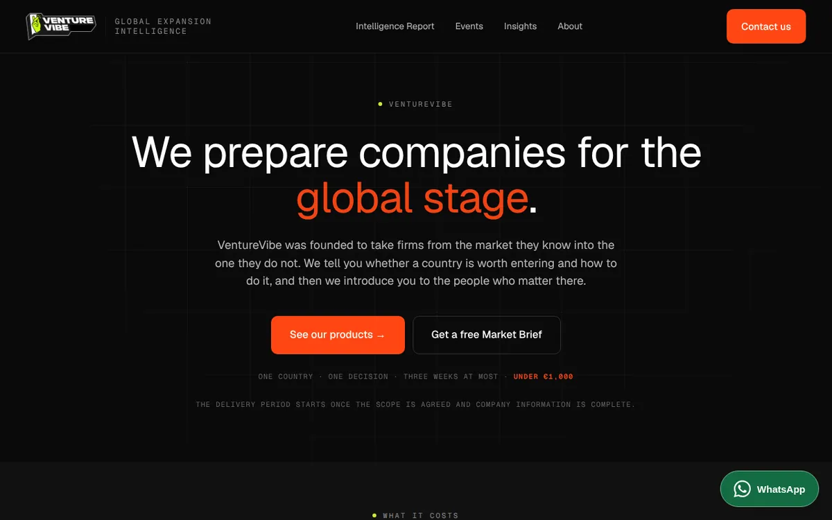 VentureVibe web sitesi ekran görüntüsü